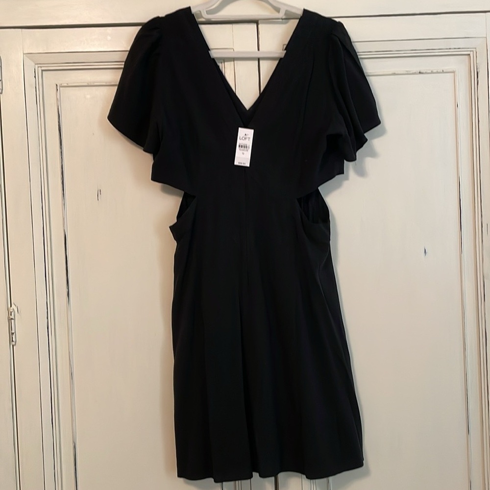 LOFT size 12 Cutout Side Flutter Dress